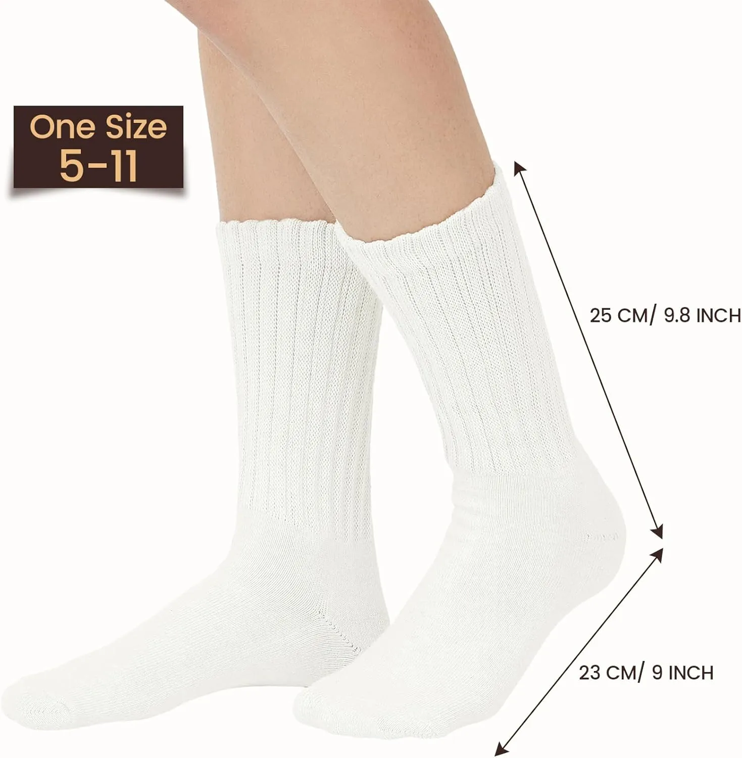 American Trends Crew Socks for Women Casual Scrunch Retro Crew Socks Solid Color Stacked Tube Socks