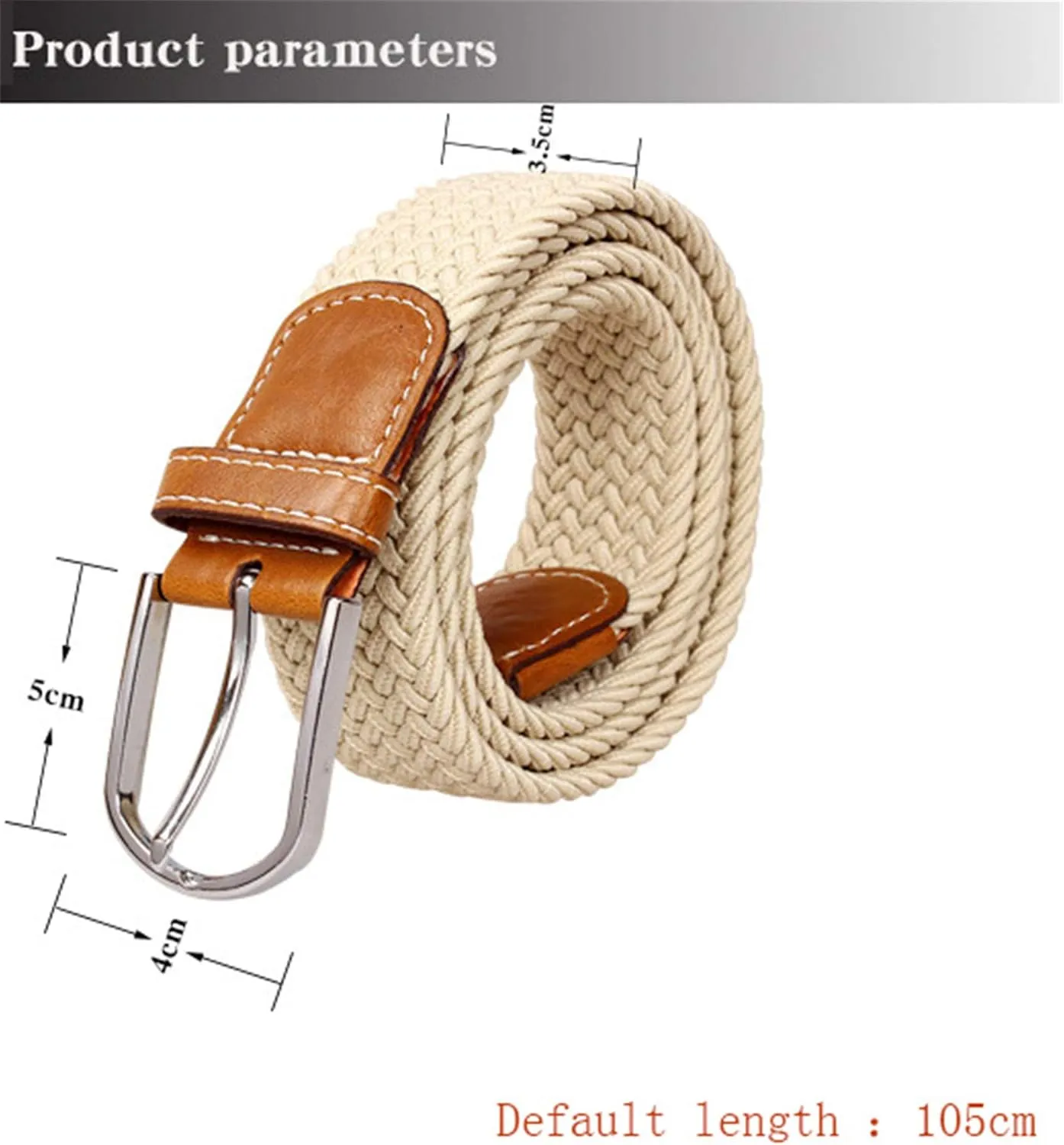 Andongnywell Men and Women Stretch Braided Woven Belts without Holes Elastic Casual Belts Waist Cinch Waistband