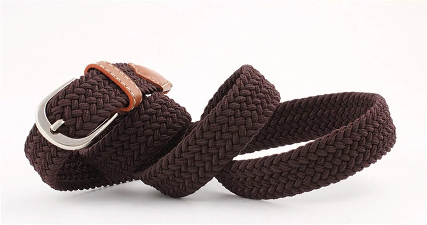 Andongnywell Women Braided Belt Elastic Woven Stretch Belts Fabric Stretchy Belts for Sports Running with Pin Buckle