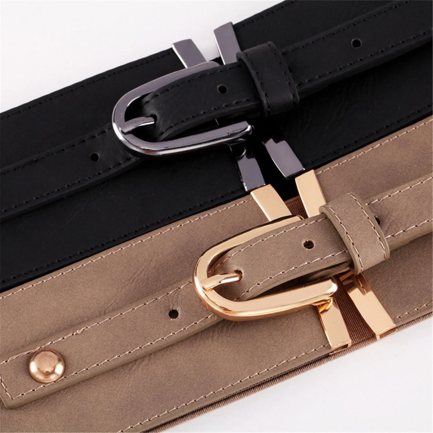 Andongnywell Women's Elastic Belt Wide Elastic Stretch Waist Belt Ladys Wide Elastic Stretchy Cinch Belt