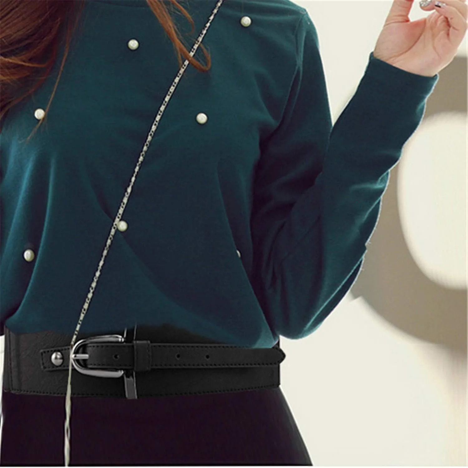 Andongnywell Women's Elastic Belt Wide Elastic Stretch Waist Belt Ladys Wide Elastic Stretchy Cinch Belt