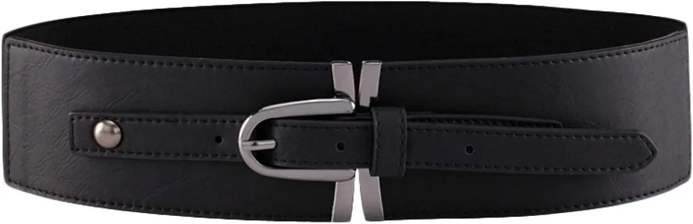 Andongnywell Women's Elastic Belt Wide Elastic Stretch Waist Belt Ladys Wide Elastic Stretchy Cinch Belt