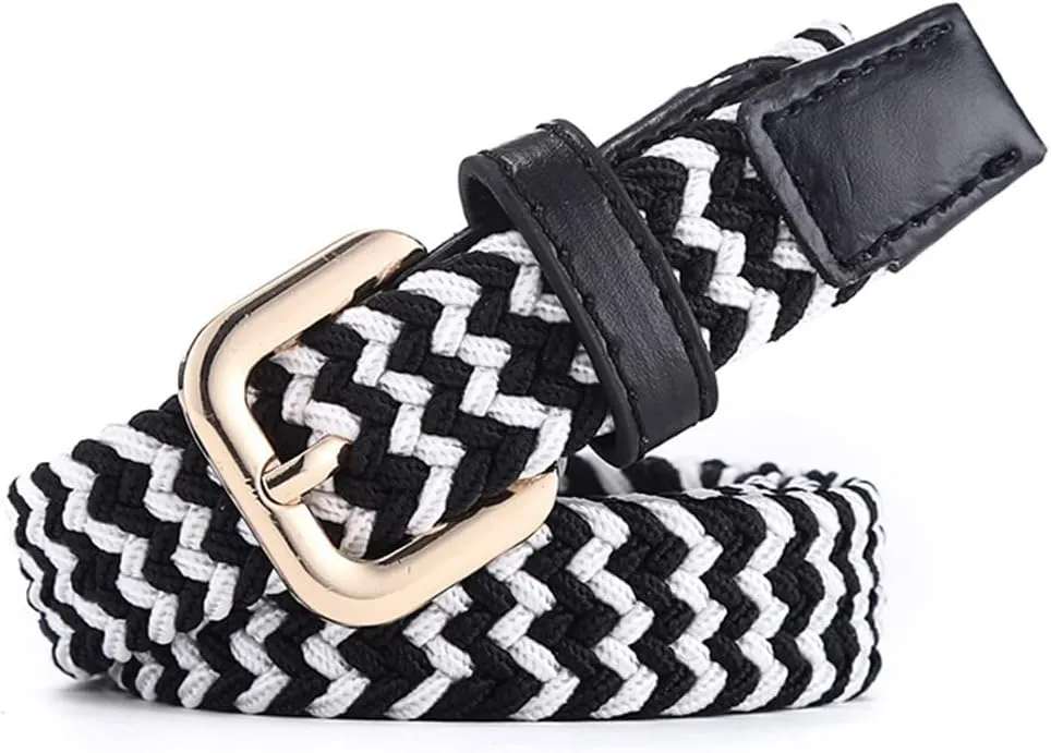 Belts for Womens Stretch Braided Web Elastic Girl thin Belt for Casual Pants Jeans