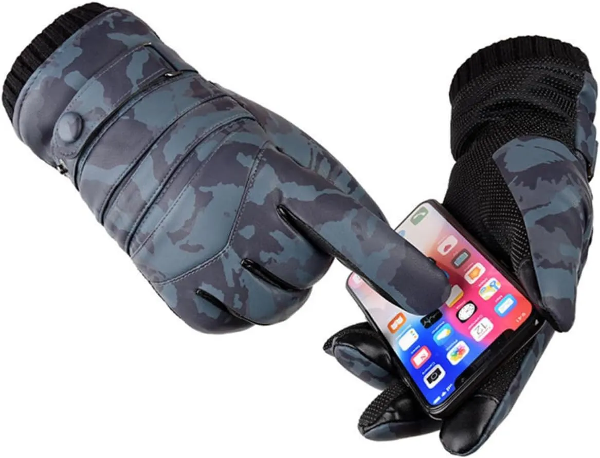 BESPORTBLE Thickened Plush Winter Gloves Windproof Touch Screen Gloves for Men Women Waterproof Hiking Cycling (Camouflage)