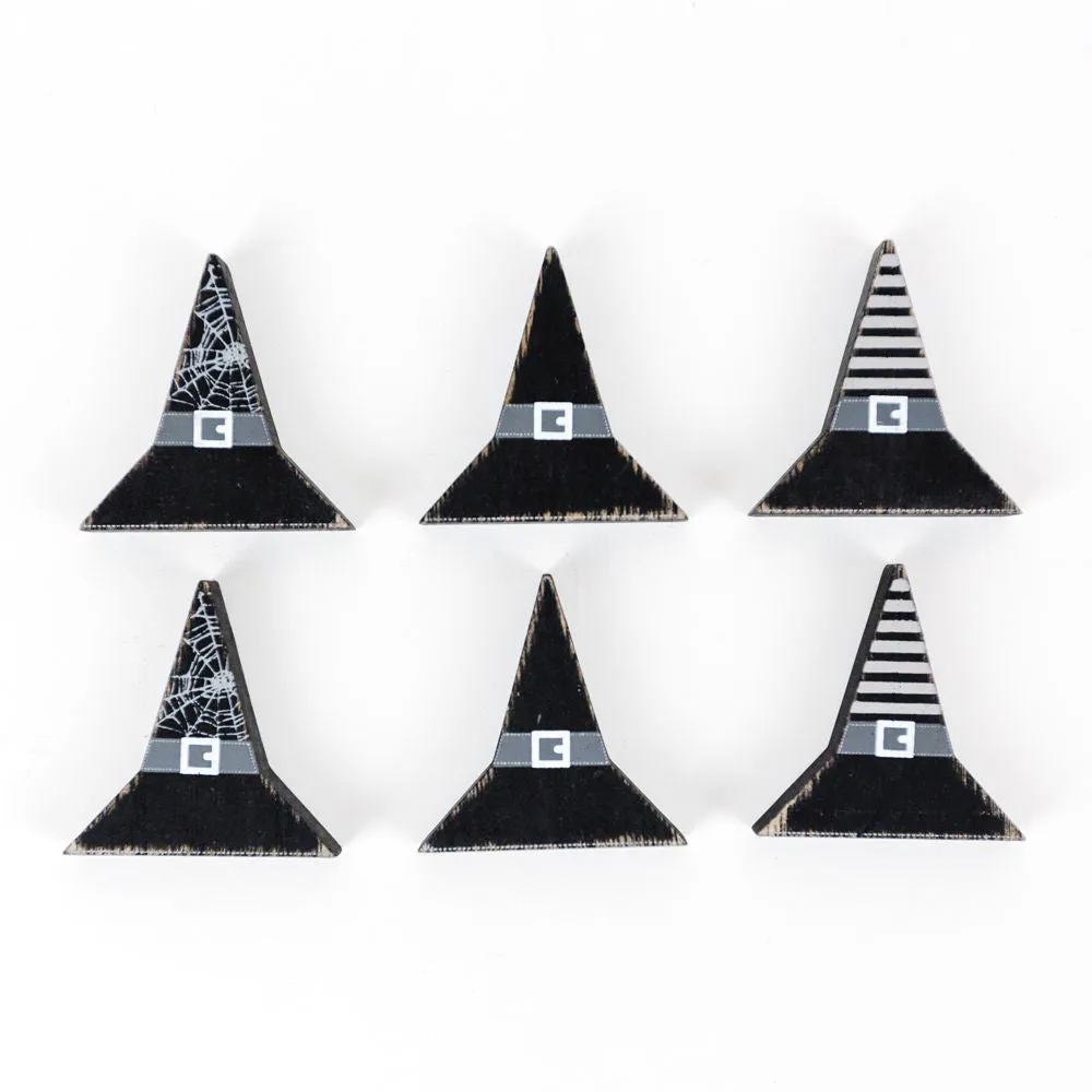 Black Witches Hats Wood Tiles