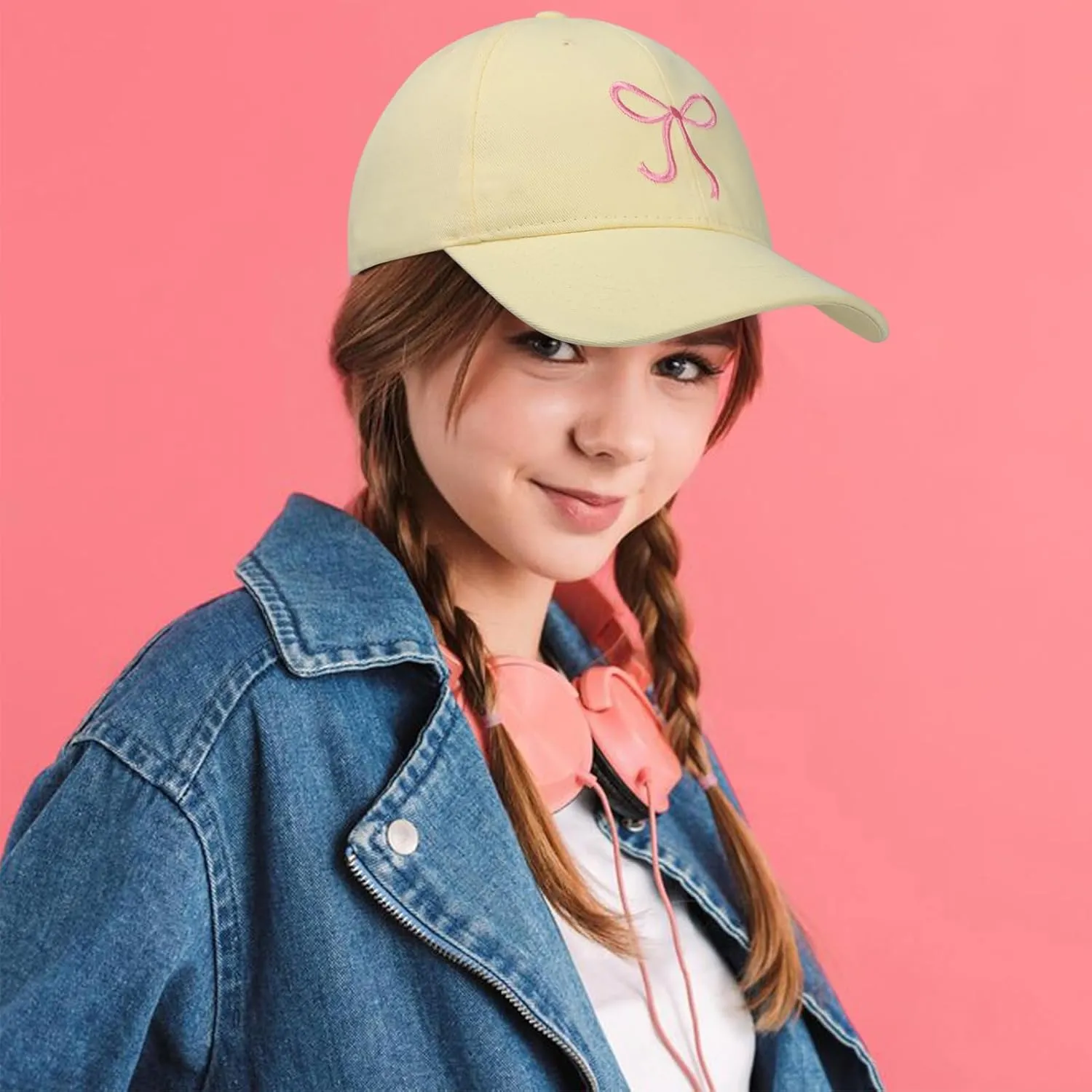 Bow-Tie Baseball Cap for Women Embroidered Trucker Hat Cute Summer Outdoor Travel Hiking Beach Sun Hats