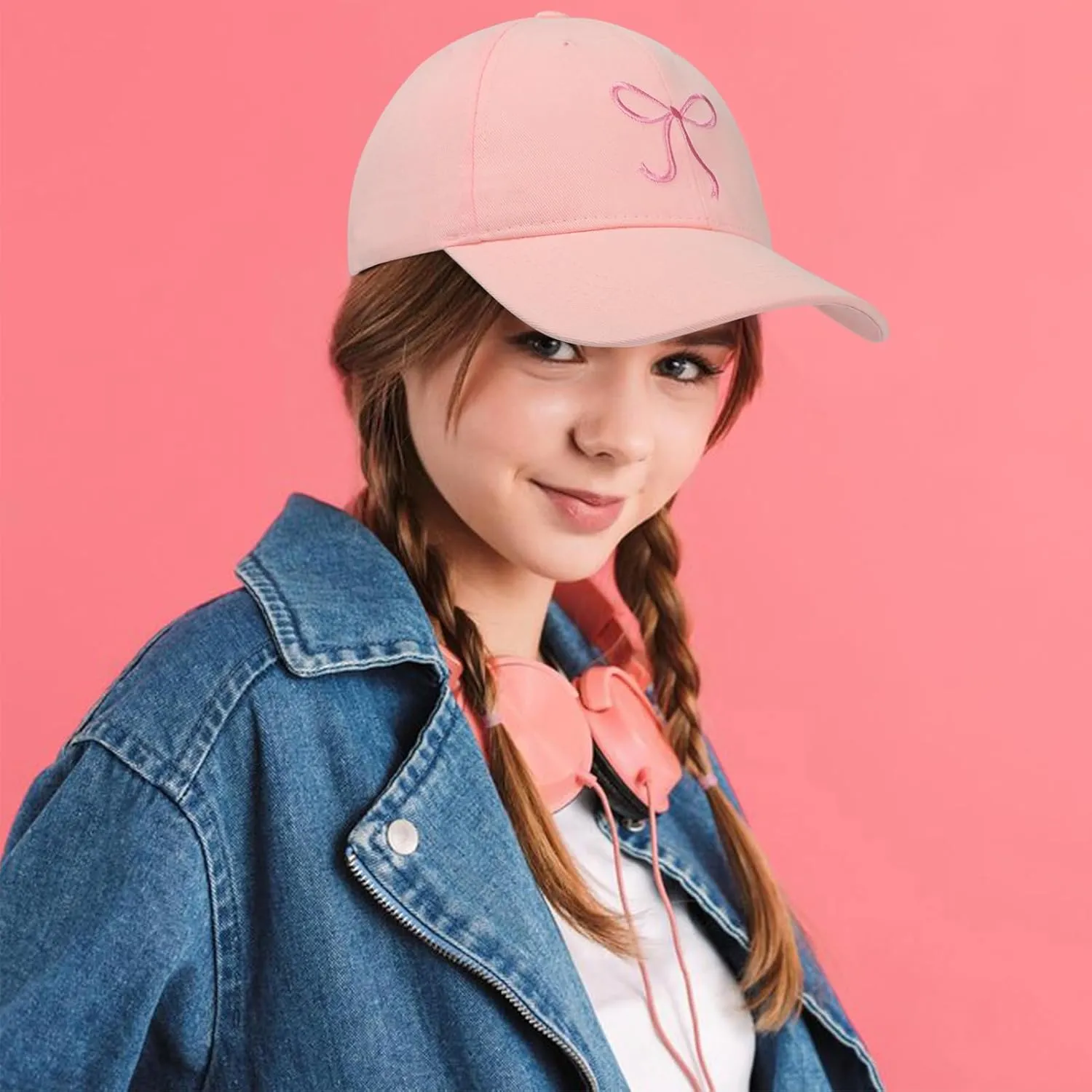 Bow-Tie Baseball Cap for Women Embroidered Trucker Hat Cute Summer Outdoor Travel Hiking Beach Sun Hats