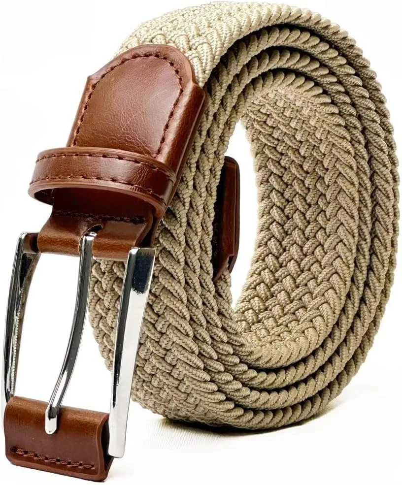 Casual Stretch Belts for Men, Adjustable Braided Mens Elastic Belt, Ideal Gifts for Golf, Dress, Work