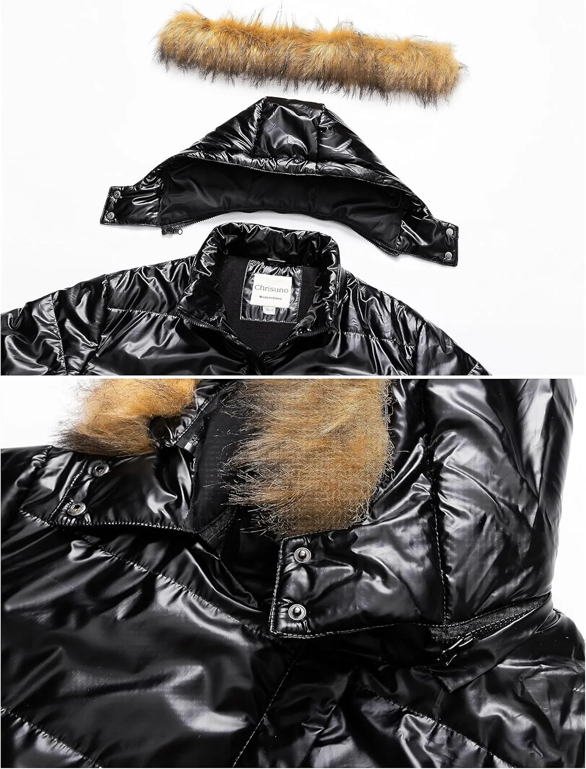 Chrisuno Women's Plus Size Winter Coat Waterproof Long Puffer Jacket Warm Thicken Parka with Removable Fur Hood