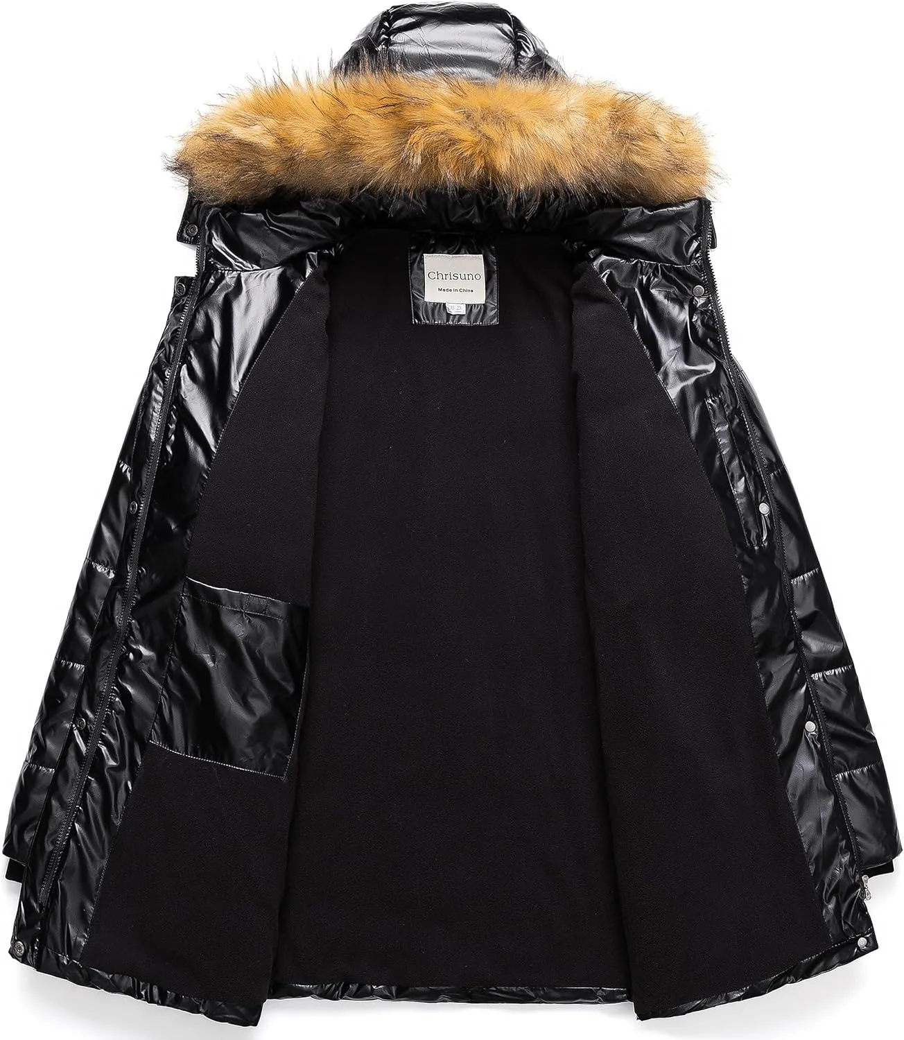 Chrisuno Women's Plus Size Winter Coat Waterproof Long Puffer Jacket Warm Thicken Parka with Removable Fur Hood