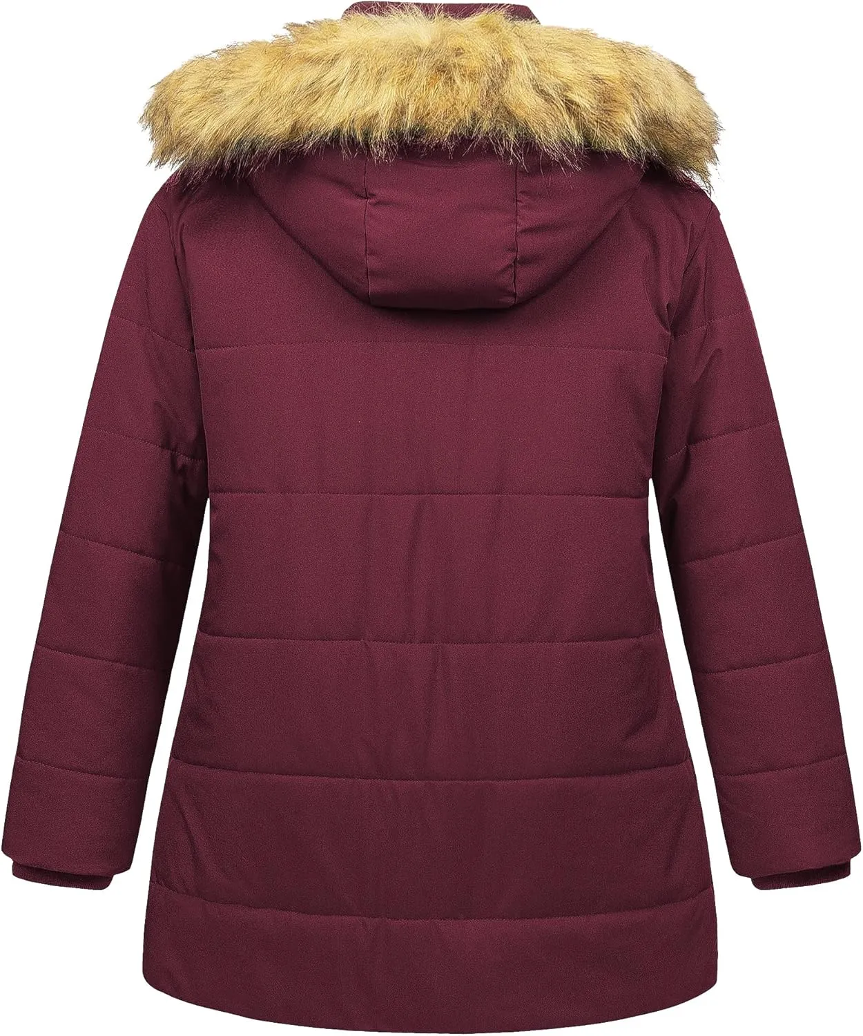 Chrisuno Women's Plus Size Winter Coat Waterproof Long Puffer Jacket Warm Thicken Parka with Removable Fur Hood