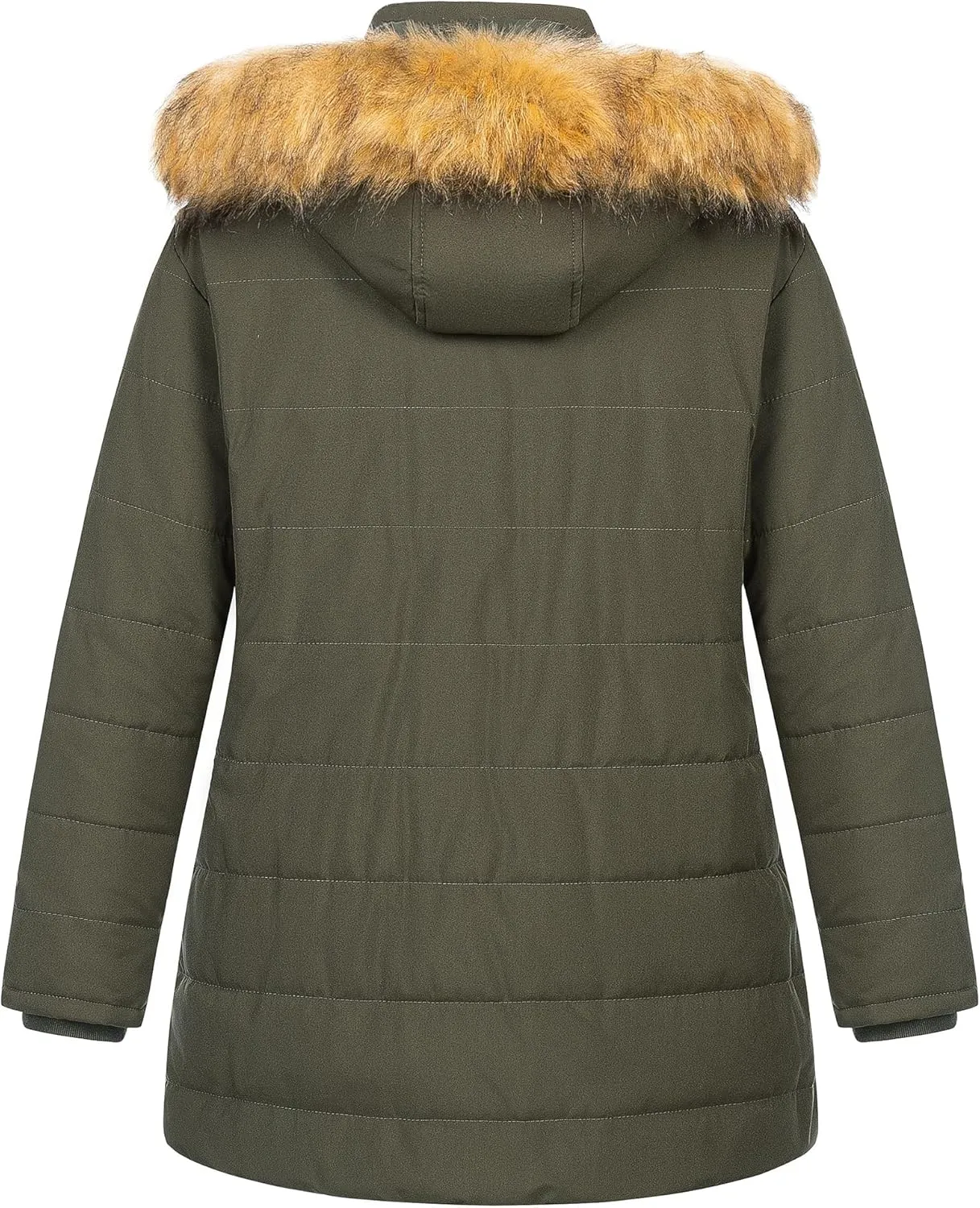Chrisuno Women's Plus Size Winter Puffer Jacket Warm Long Winter Coats Quilted Waterproof Fleece Lined Detachable Fur Hood
