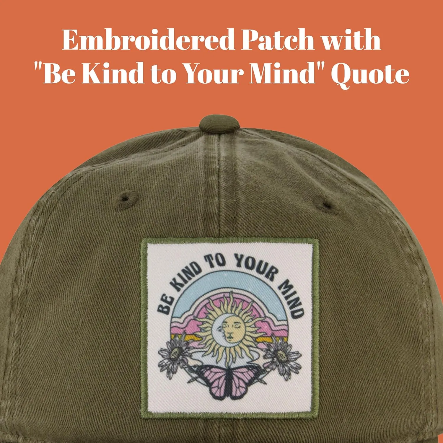 Concept One C & C California Cap, Be Kind to Your Mind Cotton Baseball Hat with Curved Brim