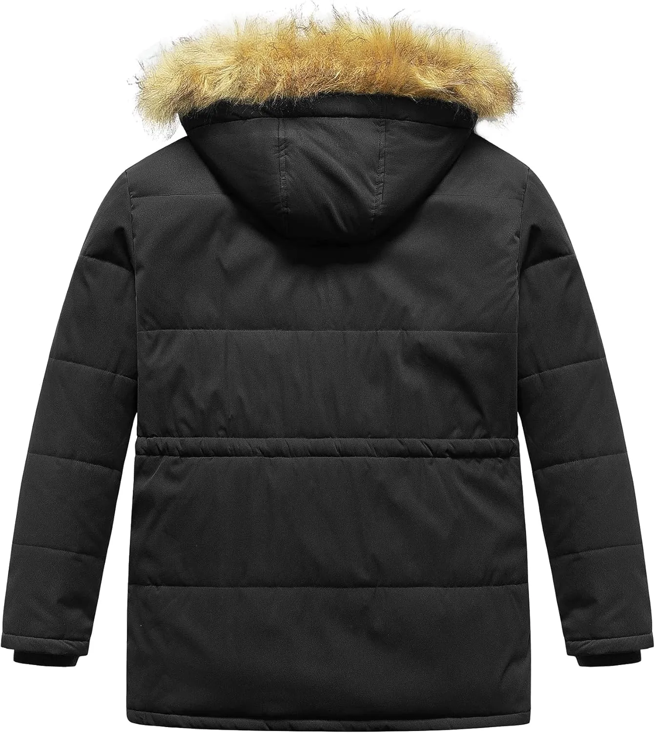 CREATMO US Men's Big and Tall Winter Coat Waterprpoof Long Puffer Jacket Thicken Parka with Removable Fur Hooded
