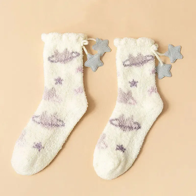 Crescent Moon Rainbow Knitted Socks