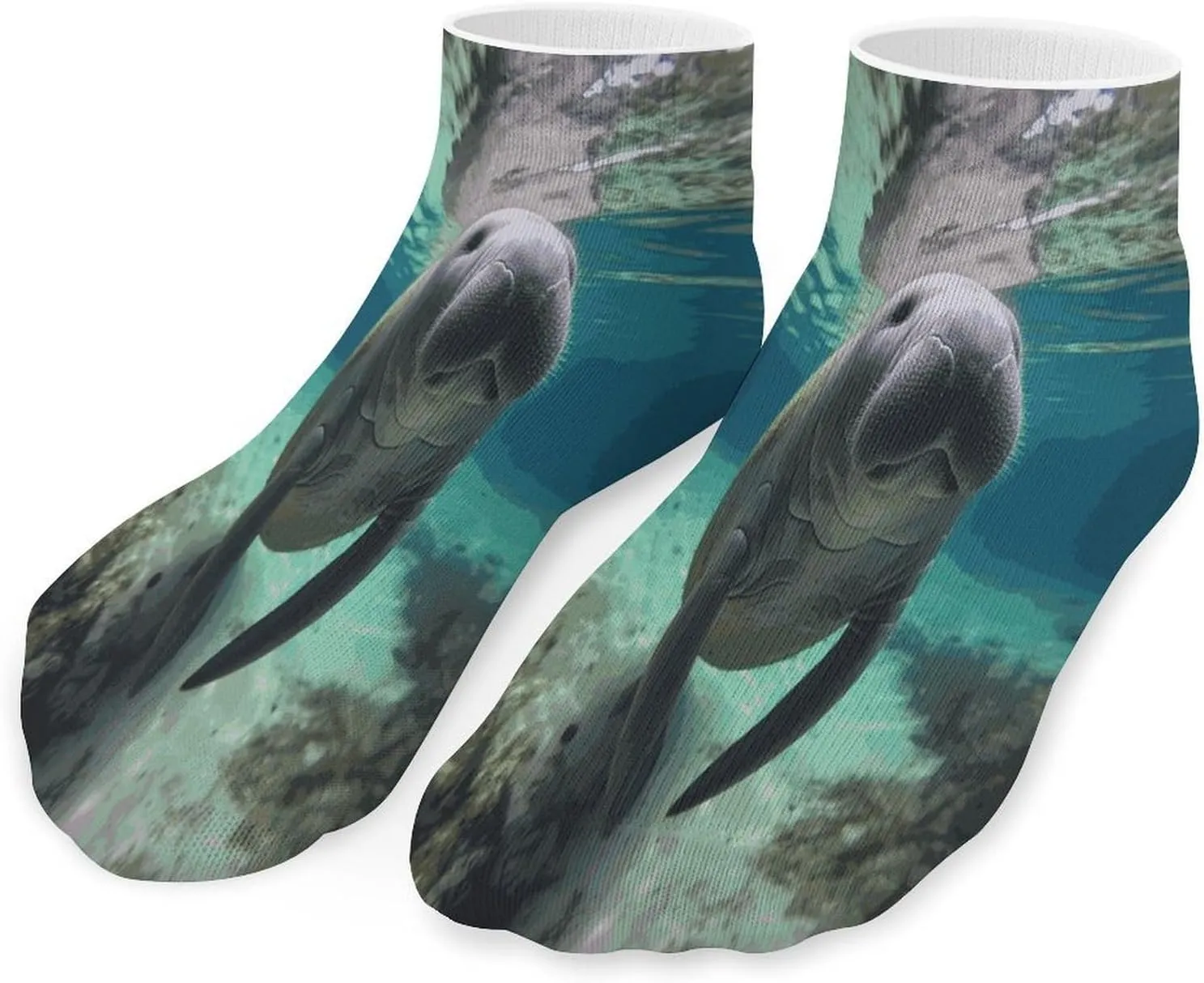 Cute Sea Animal Manatee Socks Low Cut Ankle Short Sock Novelty Casual Invisible Liner Socks for Men Women