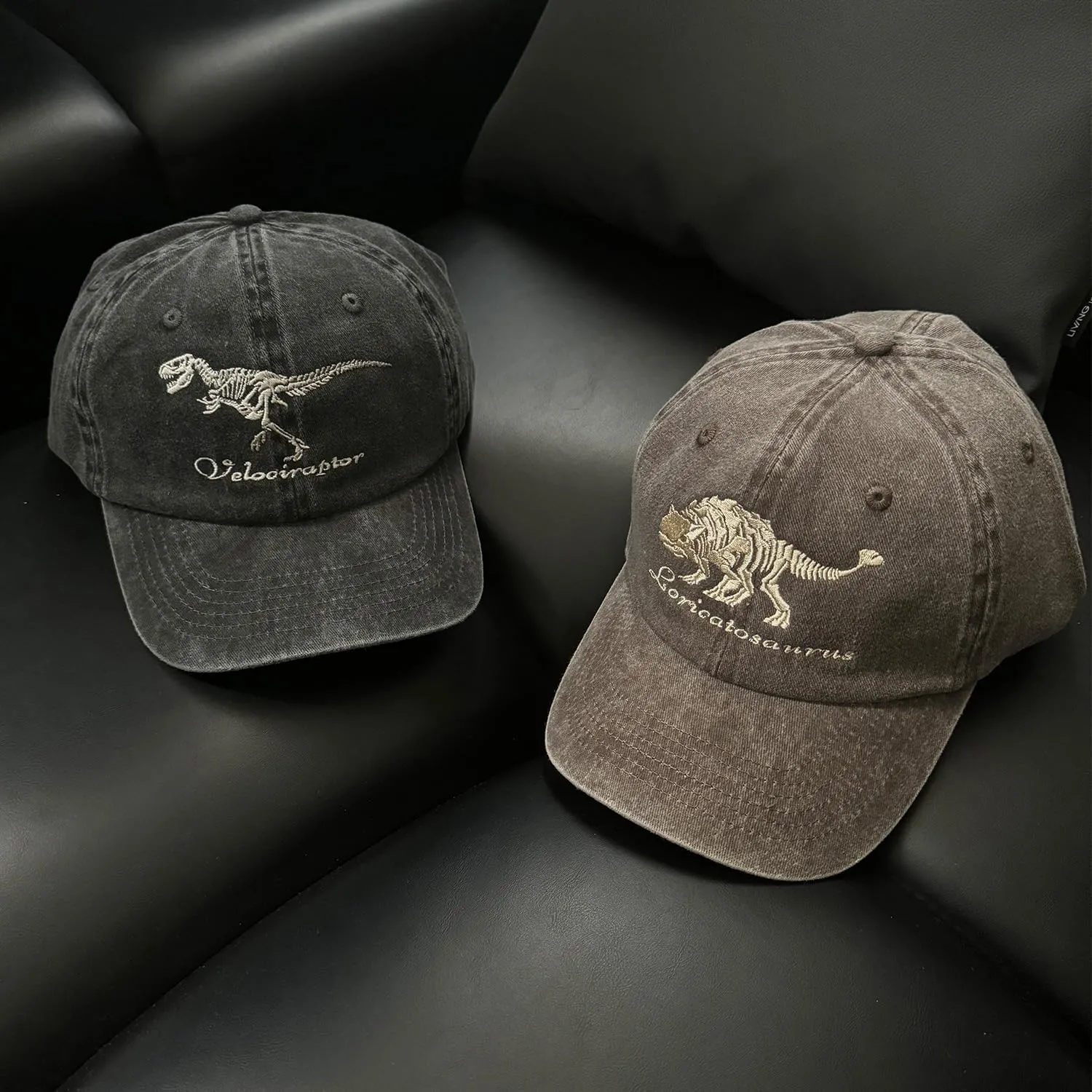 Dinosaur Embroidered Baseball Cap, Adjustable Fashion Cool Unstructured Cotton Dad Hat