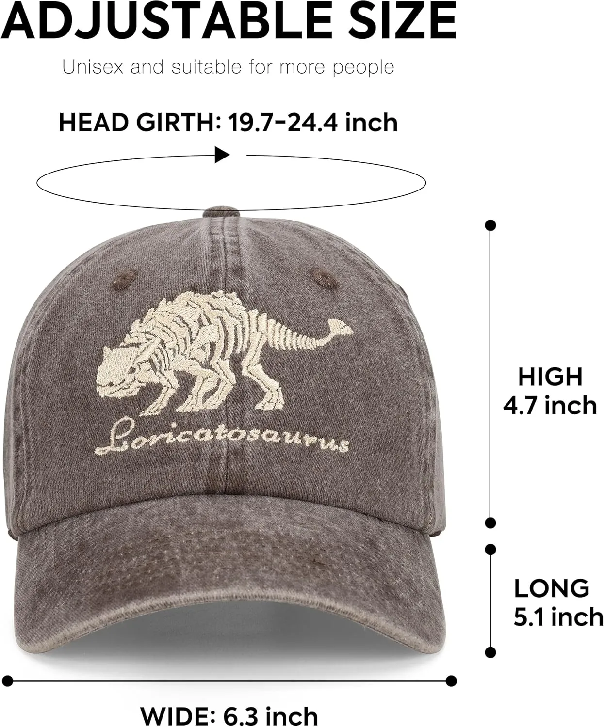 Dinosaur Embroidered Baseball Cap, Adjustable Fashion Cool Unstructured Cotton Dad Hat