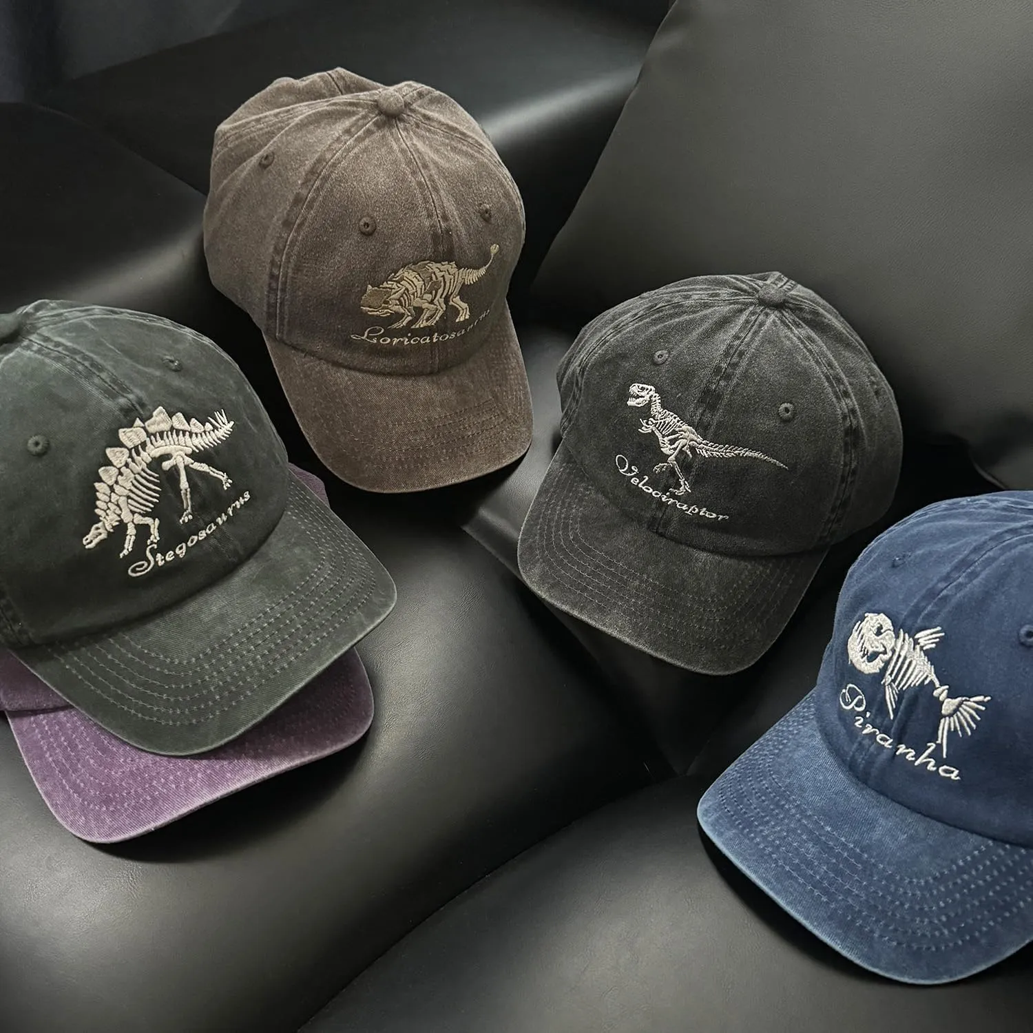 Dinosaur Embroidered Baseball Cap, Adjustable Fashion Cool Unstructured Cotton Dad Hat