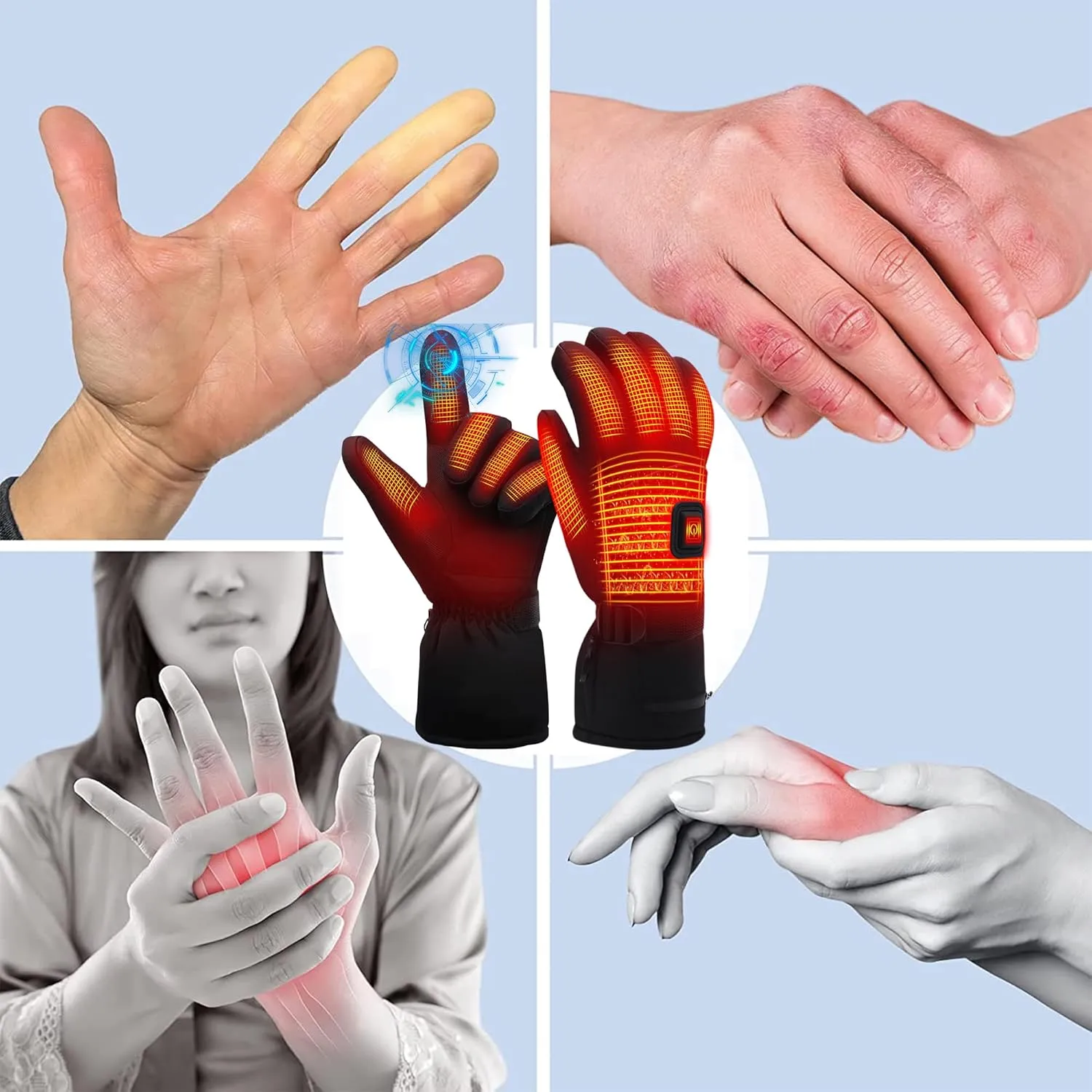 Electric Heated Gloves for Men Women,Rechargeable Battery Powered Gloves,Waterproof Touchscreen Thermal Insulate Arthritic Hand Warmer,Winter Outdoor Sports for Cycling Hiking Walking Dog