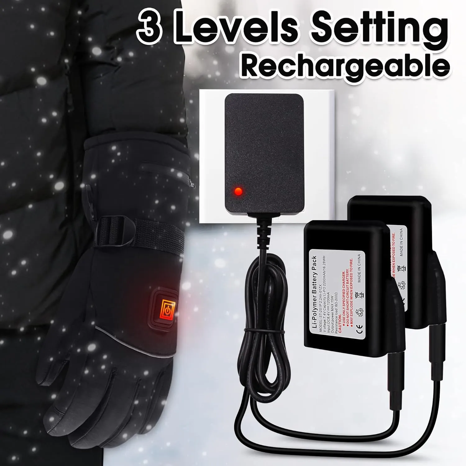 Electric Heated Gloves for Men Women,Rechargeable Battery Powered Gloves,Waterproof Touchscreen Thermal Insulate Arthritic Hand Warmer,Winter Outdoor Sports for Cycling Hiking Walking Dog