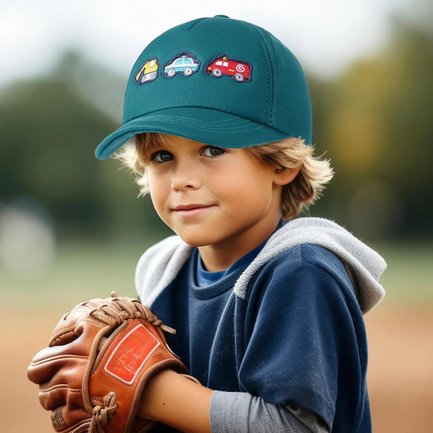 Embroidered Baseball Caps for Boys Girls Fire Truck Excavator Trucker Hat Funny Adjustable Summer Hats Age 3-8