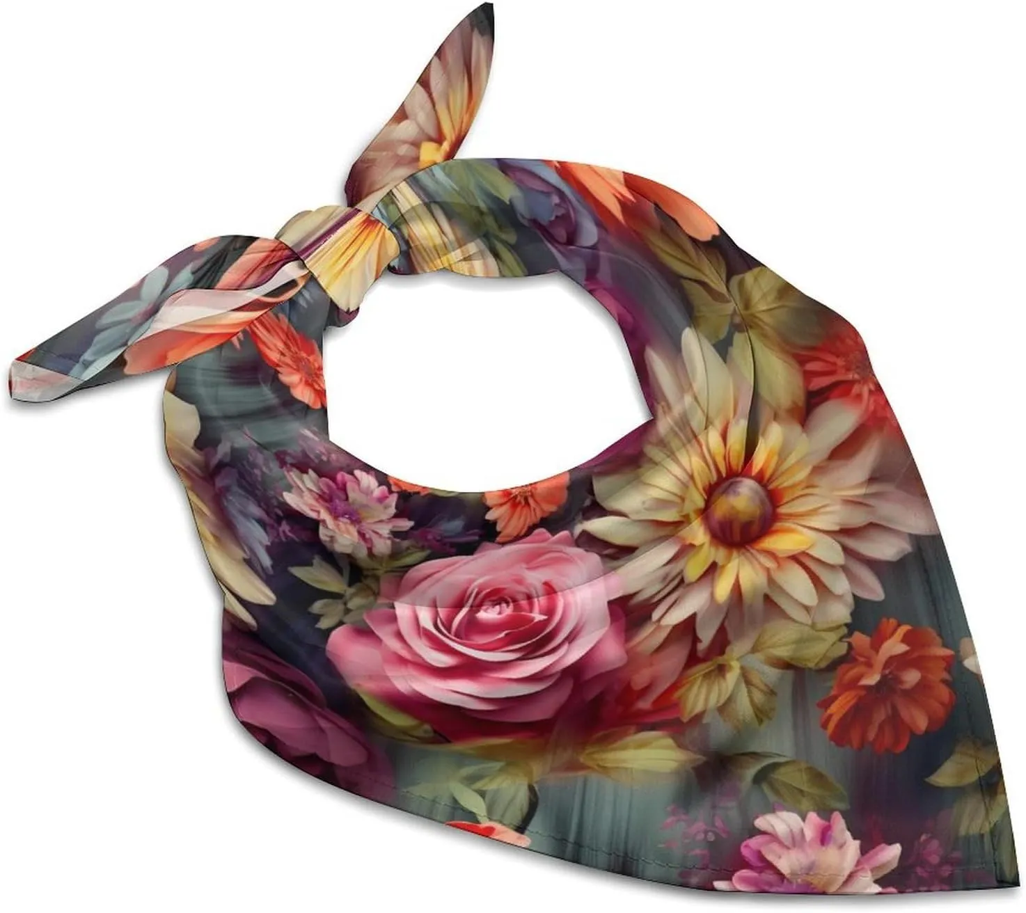 Flower Cluster Silk Scarf Fashion Satin Head Scarf Lightweight Head Scarves for Neck Silk Scarves for Women Men Boho Hair Wrap Sleeping Kerchief Bandanas Pocket Square 18" X 18"