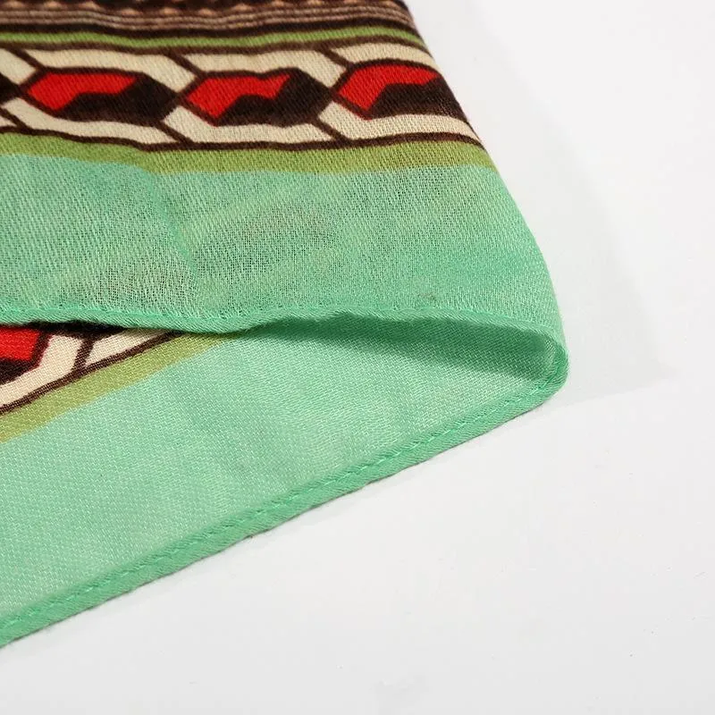 Green Rectangle National Style Vacation Printing Sunscreen Scarf Shawl Beach Towel
