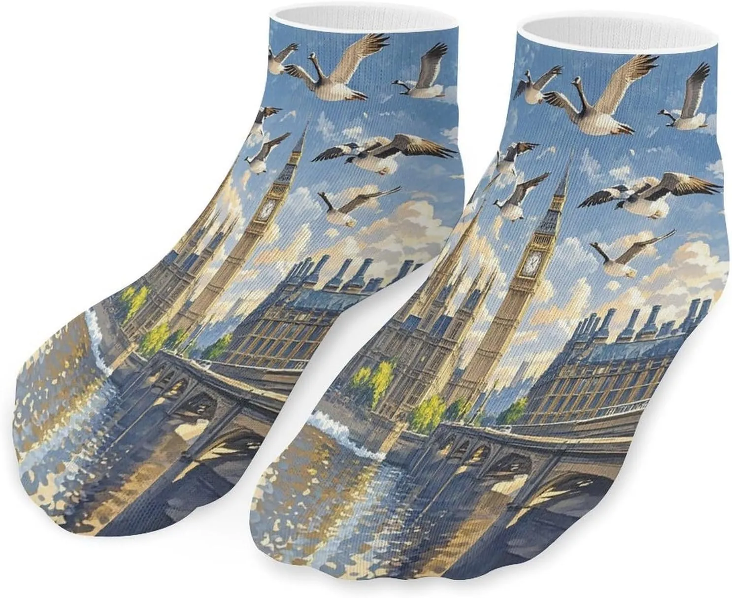 Hand-painted City Socks Low Cut Ankle Short Sock Novelty Casual Invisible Liner Socks for Men Women