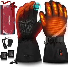Heated Gloves, Heated Gloves for Men Women Rechargeable Electric Waterproof Thermal Warm Work Winter Gloves Hand Warmers for Cold Weather Work Hunting Fishing Cycling Hiking Skiing