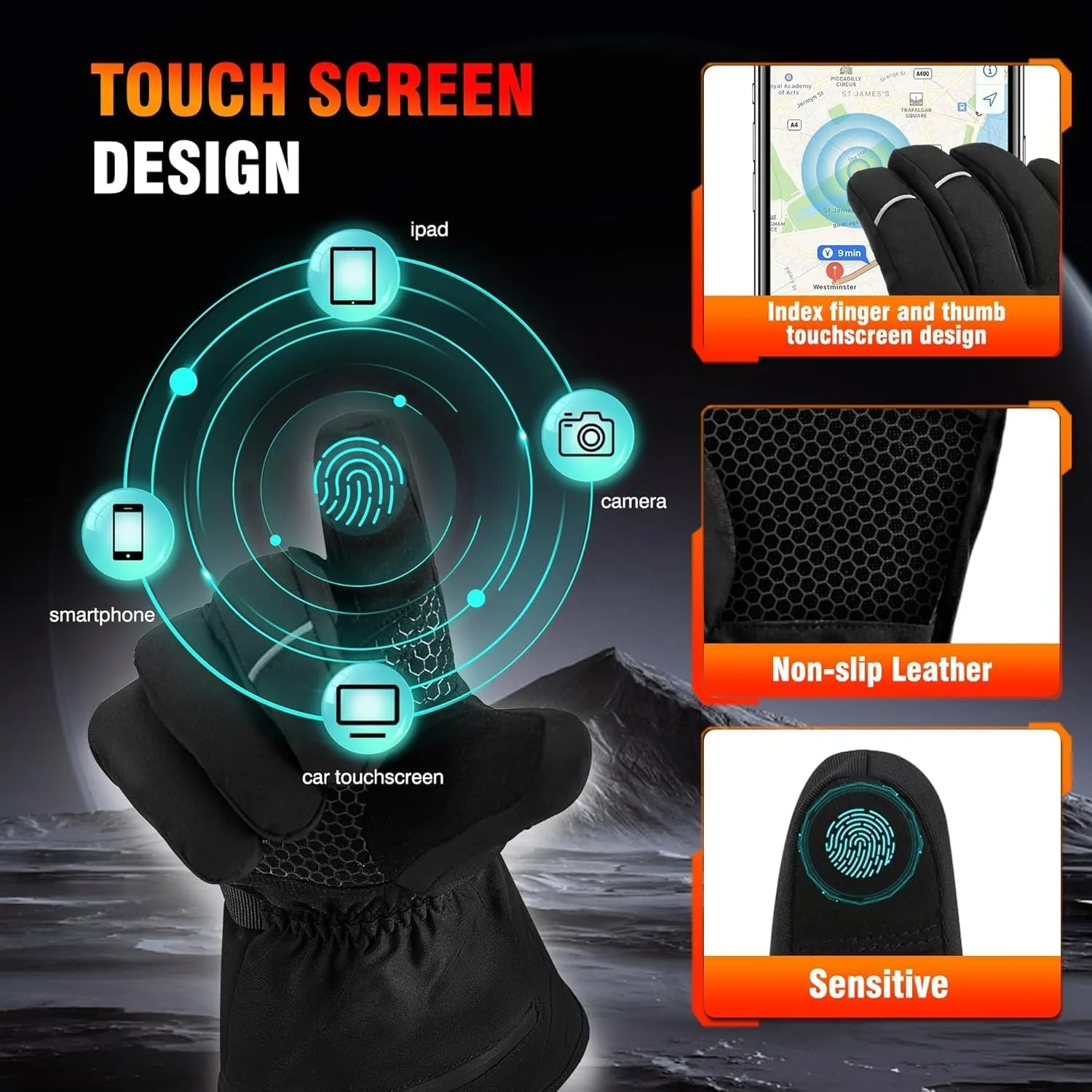 Heated Gloves, Heated Gloves for Men Women Rechargeable Electric Waterproof Thermal Warm Work Winter Gloves Hand Warmers for Cold Weather Work Hunting Fishing Cycling Hiking Skiing