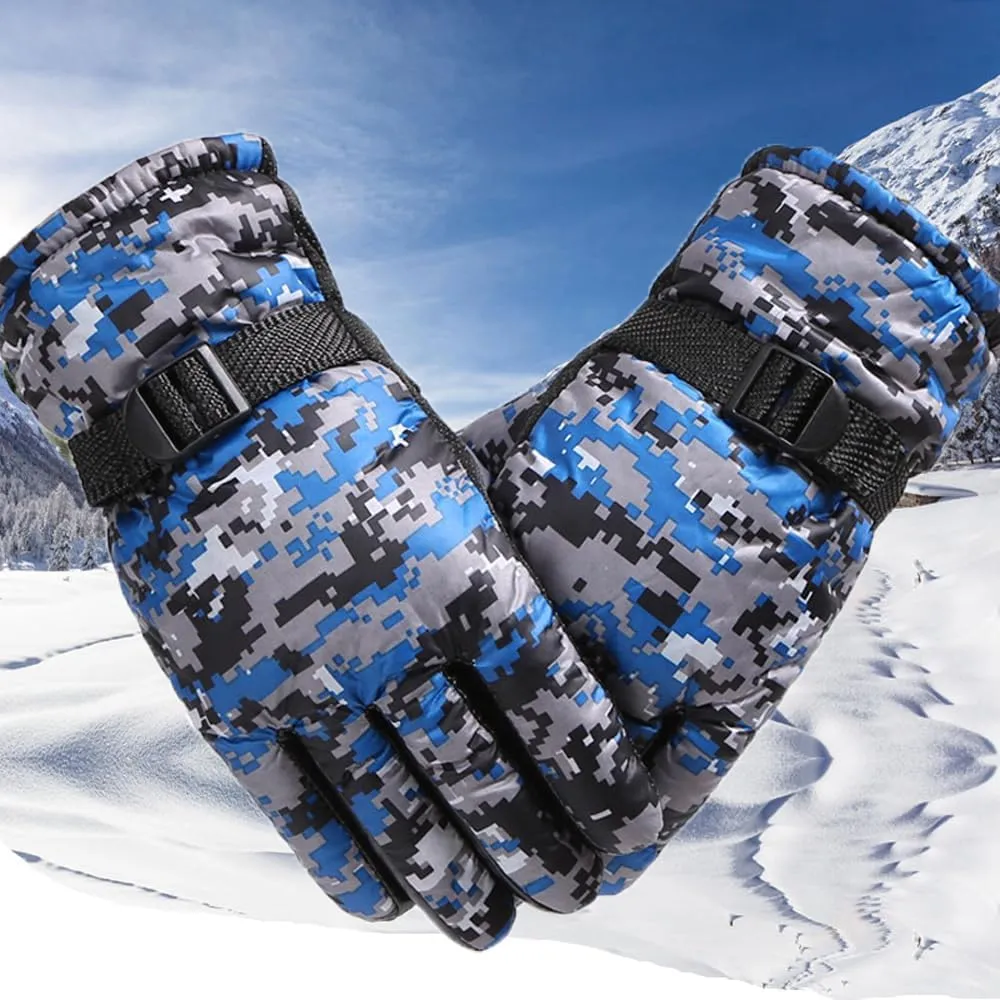 ITODA Kids Skiing Gloves, Camouflage Winter Warmer Thermal Waterproof Snowboarding Shoveling Fishing Cycling Bicycle Mittens