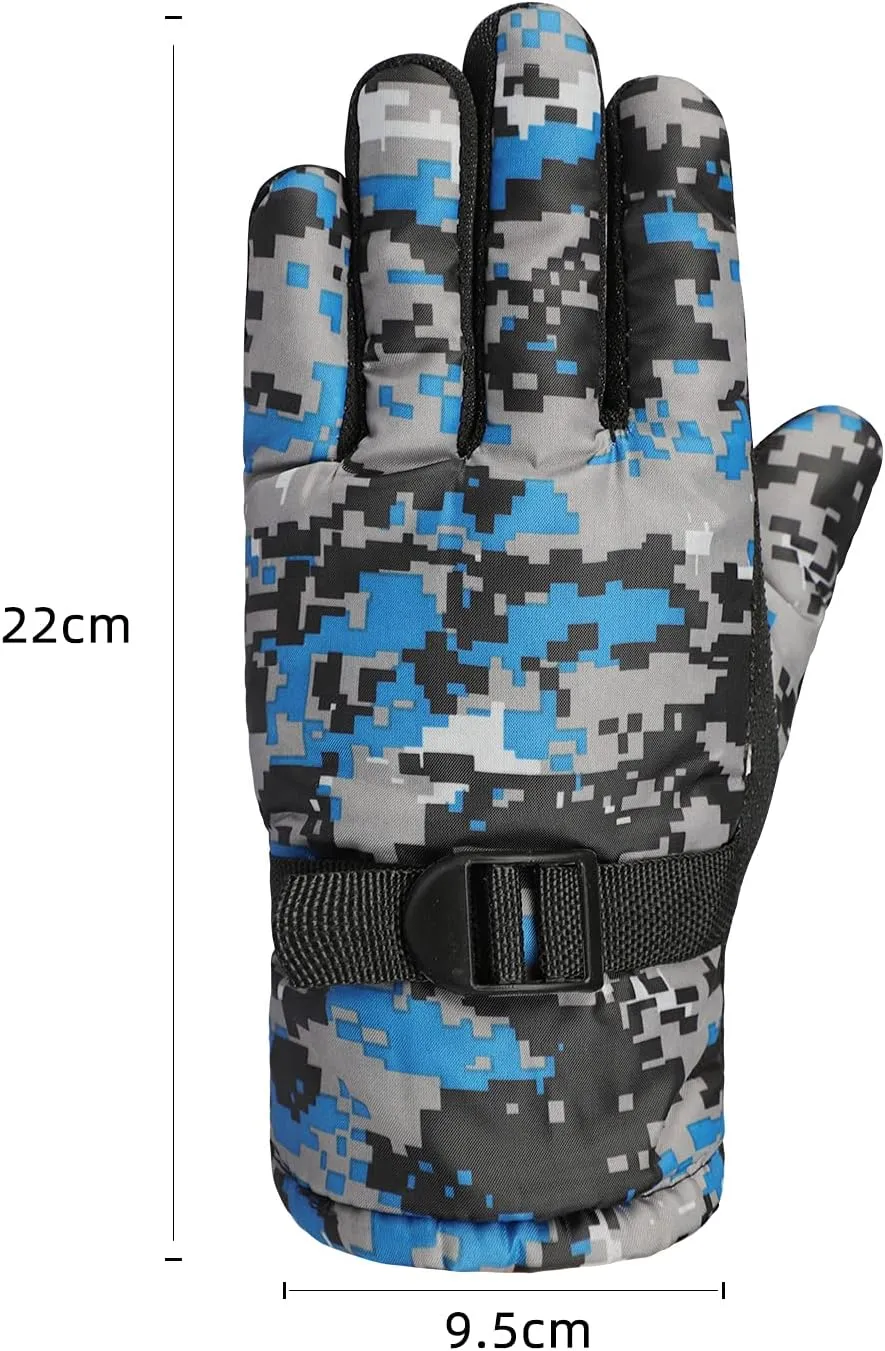 ITODA Kids Skiing Gloves, Camouflage Winter Warmer Thermal Waterproof Snowboarding Shoveling Fishing Cycling Bicycle Mittens