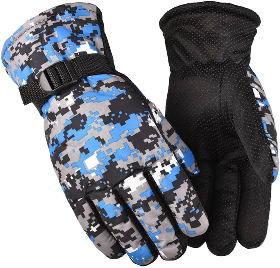 ITODA Kids Skiing Gloves, Camouflage Winter Warmer Thermal Waterproof Snowboarding Shoveling Fishing Cycling Bicycle Mittens