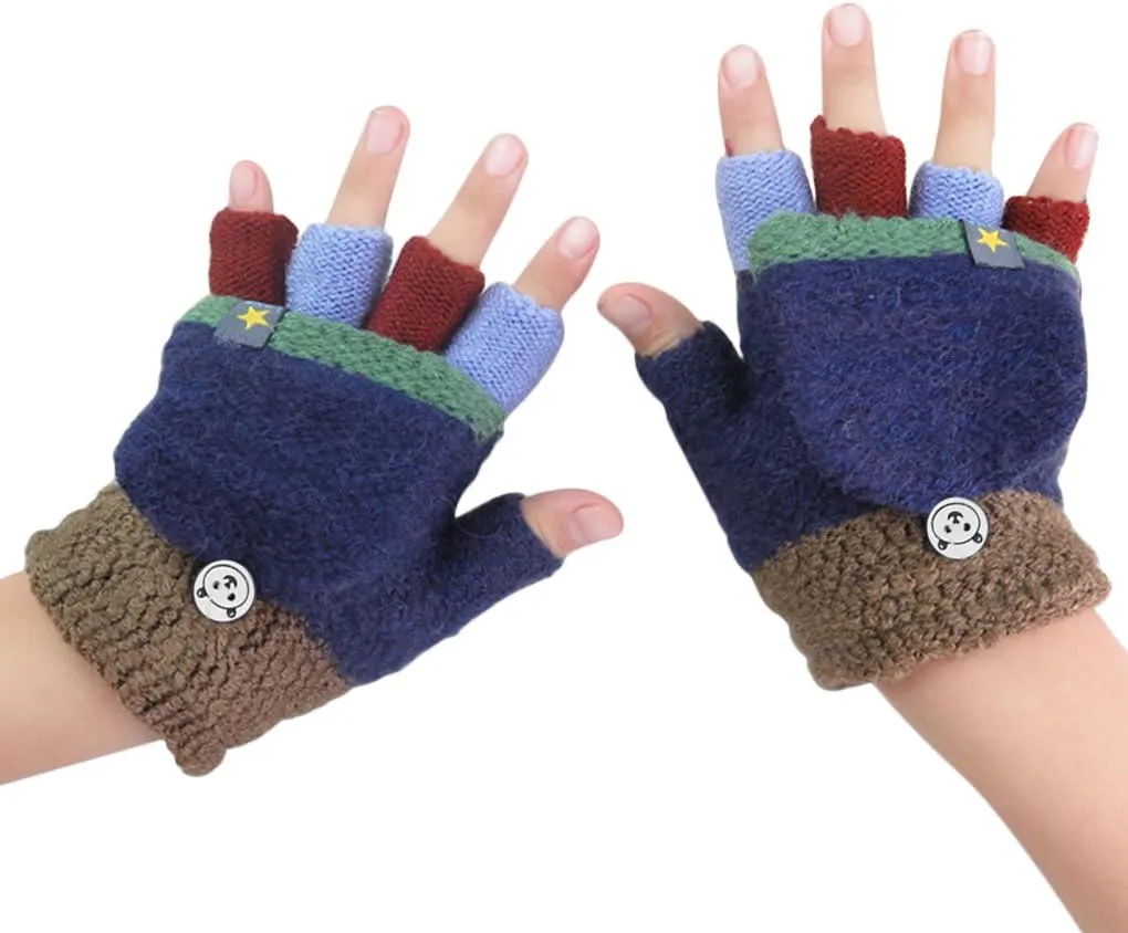 Kids Gloves Fingerless Gloves Ski Mittens Insulated Texting Gloves Mitten Cover