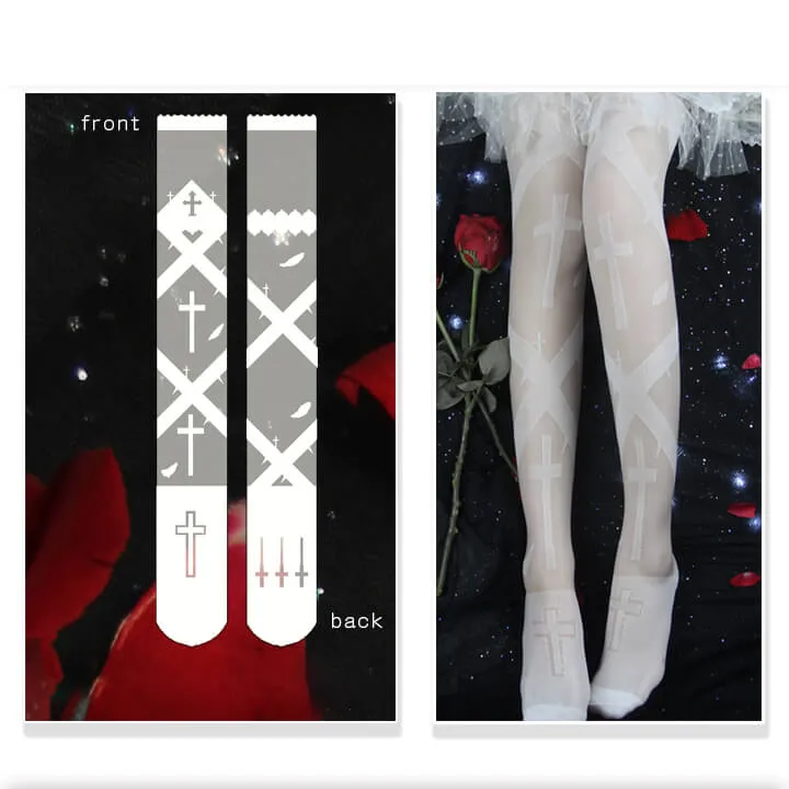 Lolita Thorns Cross Thigh Socks