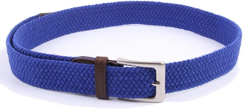 Men Women Royal Blue Canvas Elastic Fabric Woven Stretch Braided Belts