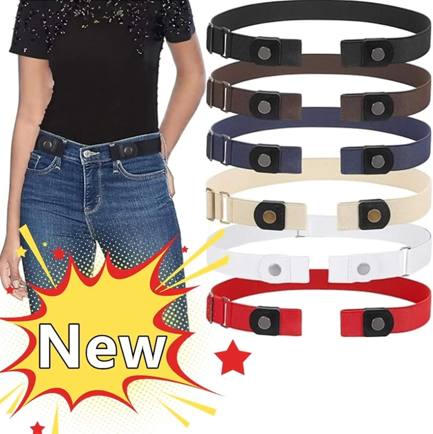 New Stretch Elastic Waist Band Invisible Belt Buckle-Free Belts For Women Men Jean Pants Dress No Buckle Easy To Wear