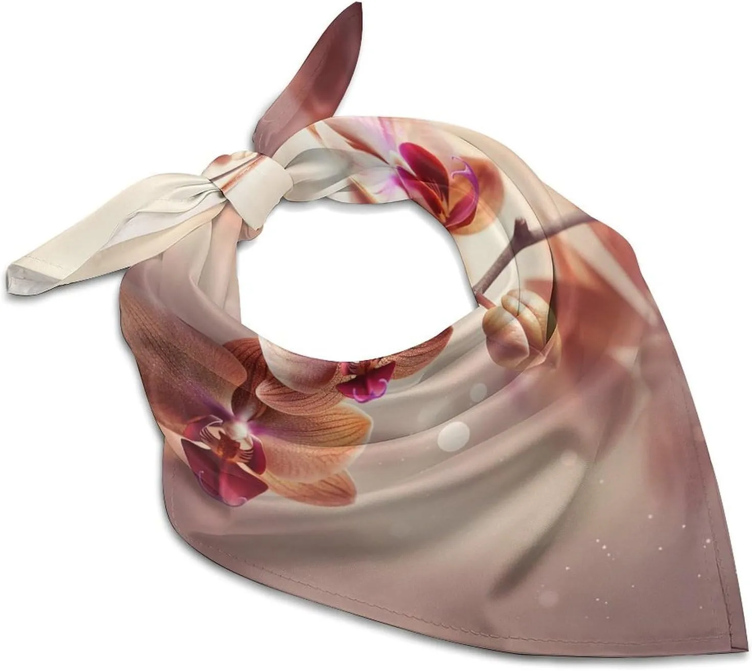 Orchid on Background Silk Scarf Fashion Satin Head Scarf Lightweight Head Scarves for Neck Silk Scarves for Women Men Boho Hair Wrap Sleeping Kerchief Bandanas Pocket Square 18" X 18"