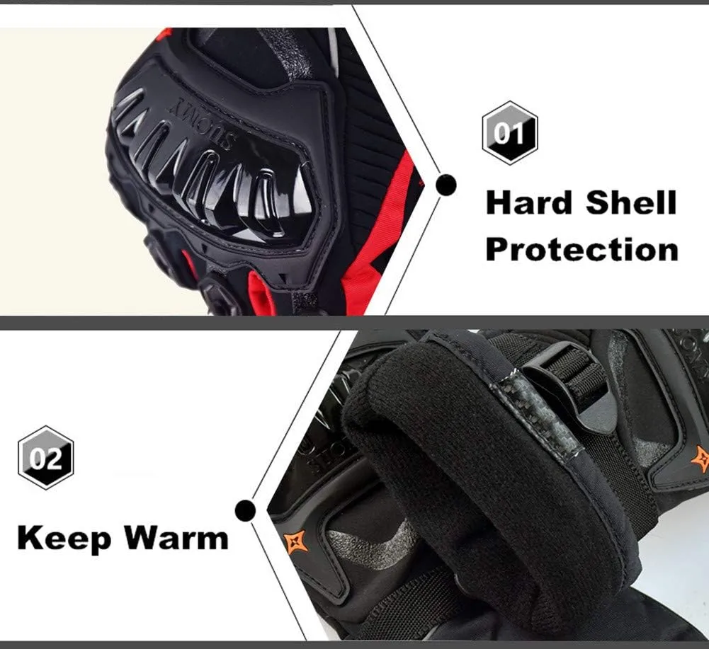 Runspeed Motorcycle Gloves Riding Racing Mountain Bike Bicycle Cycling Dirt Bike Gauntlet Warm Waterproof Windproof Touch Screen Gloves for Men Women Winter Warm