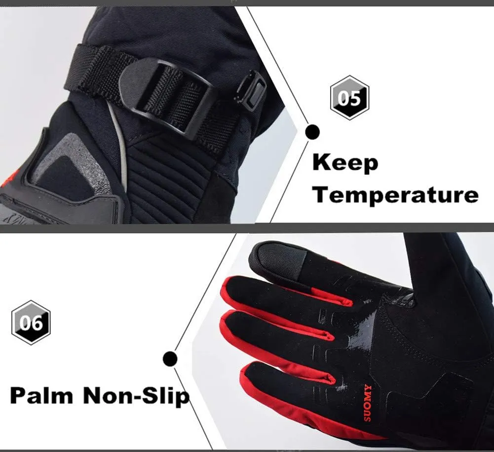 Runspeed Motorcycle Gloves Riding Racing Mountain Bike Bicycle Cycling Dirt Bike Gauntlet Warm Waterproof Windproof Touch Screen Gloves for Men Women Winter Warm