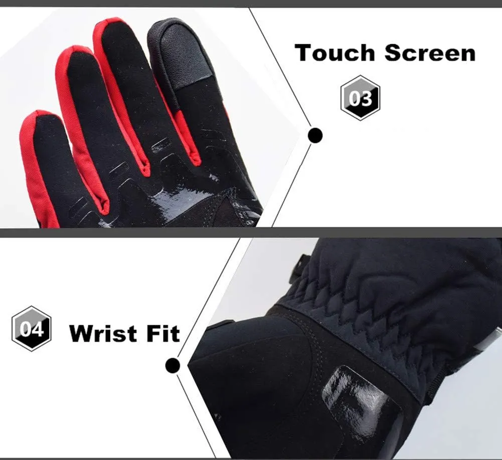 Runspeed Motorcycle Gloves Riding Racing Mountain Bike Bicycle Cycling Dirt Bike Gauntlet Warm Waterproof Windproof Touch Screen Gloves for Men Women Winter Warm