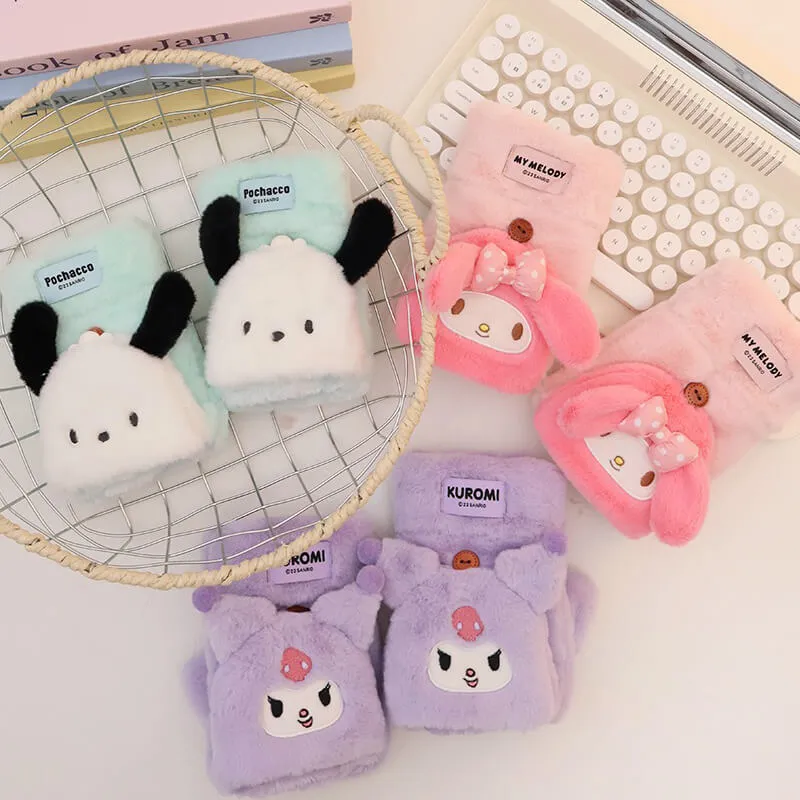 Sanrio Licensed Cute Plush Flip Mittens