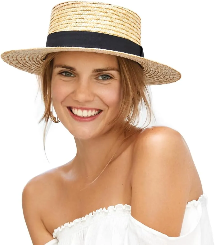 Straw Fedora Sun Hat for Women Wide Brim Panama Beach Hats Foldable UPF 50 