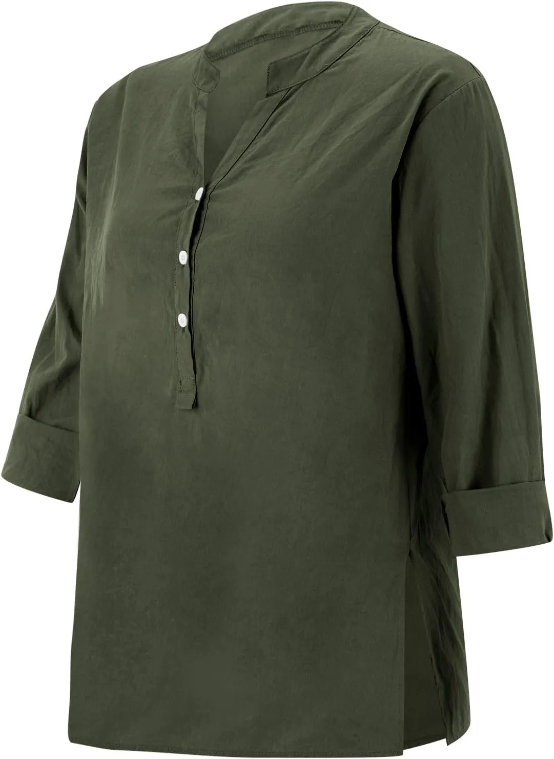 Summer Tops Women 2025 Short Sleeve Cotton Linen Shirts Casual Button V Neck Boho Blouses Plus Size Spring Clothes