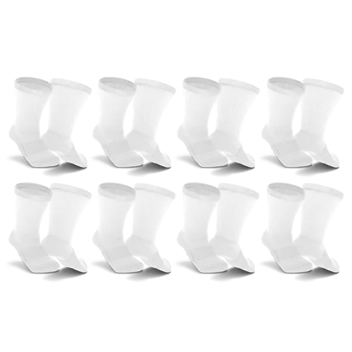 White Non-Binding Diabetic Thin Socks 8-Pack