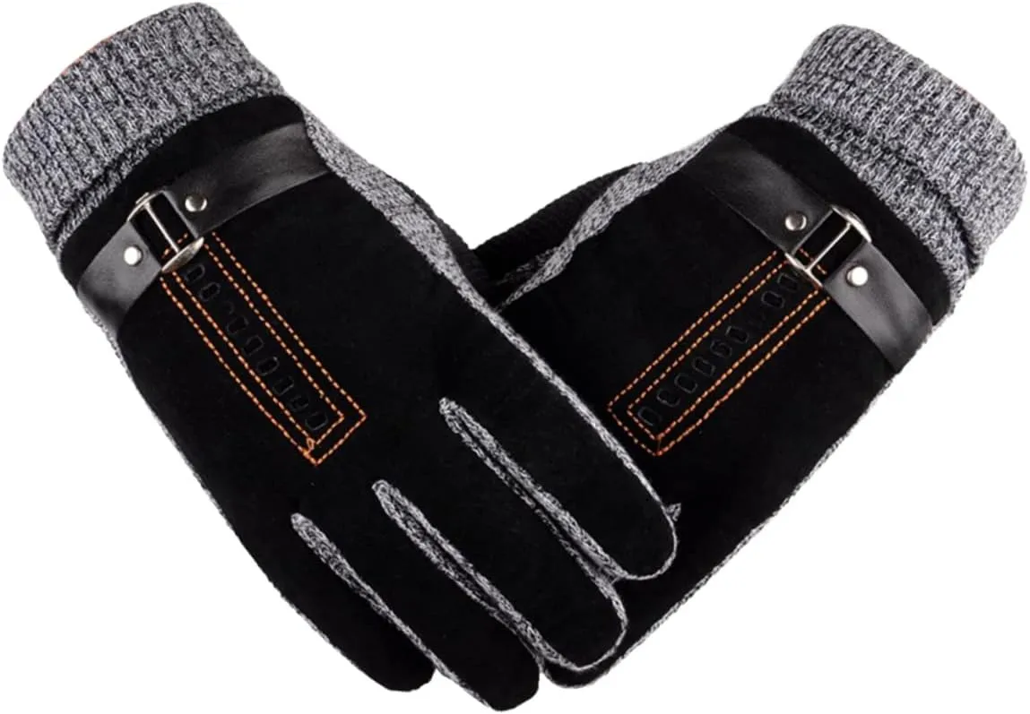 Windproof Gloves Mittens Men's Gloves Leather Gloves Handschoenen Black