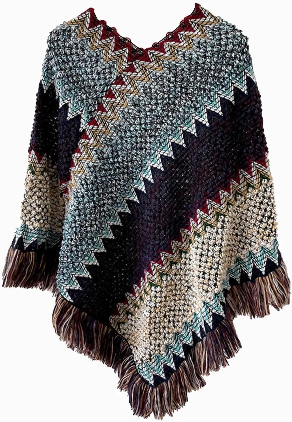 Women Boho Open Front Poncho Cape Pashmina Shawls Wrap Oversized Sweater Knitting Cardigan Blanket for Fall Winter