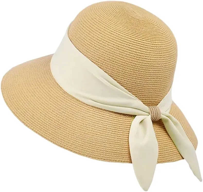 Women's Casual Knit Straw Hat Sun Protection Foldable French Sle Hepburn Fisherman Beach Straw Hat