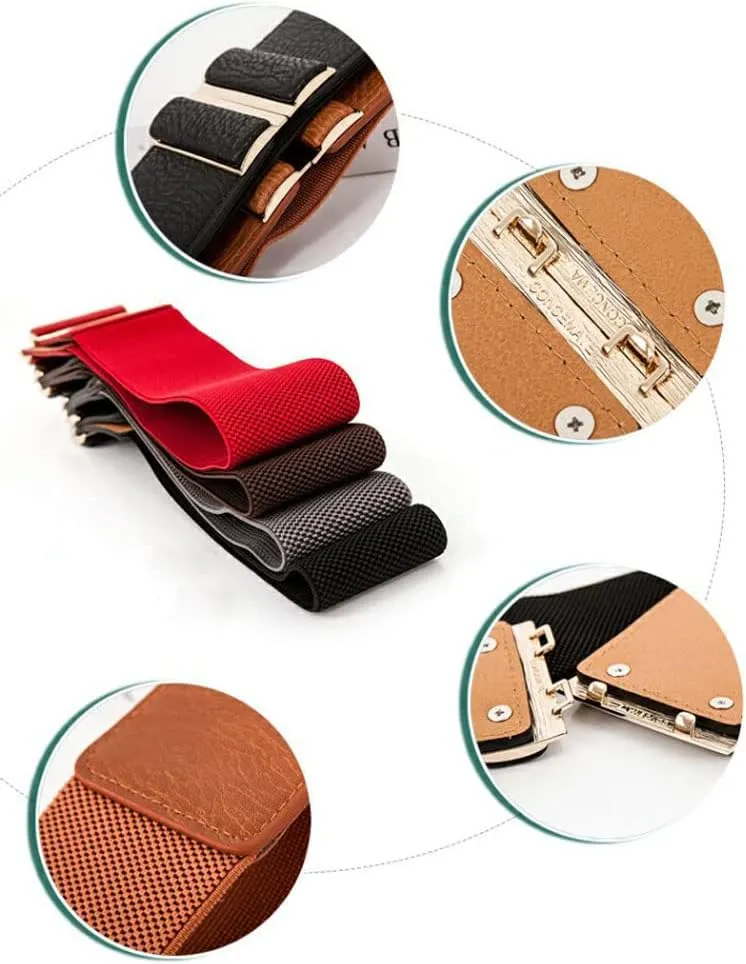 Women's Wide Elastic Waist Belt Vintage Stretchy Dress Cincher Waistband